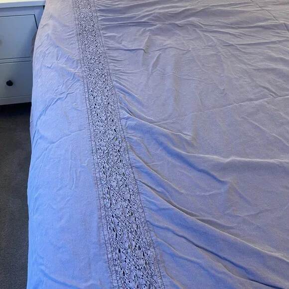 Pottery Barn Washed Cotton Full/Queen Duvet Set in Lavender - Picture 7 of 11